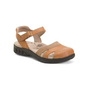 THERAFIT Cognac Leather Camille Comfort Wedge Mule Wedges